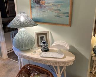 Wonderful old wicker oval table