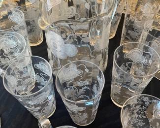 Fostoria “ Gloria” pitcher and glasses