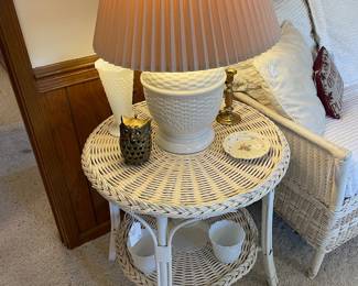 Vintage round wicker table