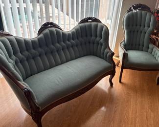 Victoria Era Settee Set - Walnut