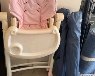High chair and pop up chairs