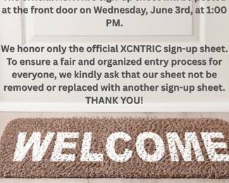 XCNTRIC Estate Sales Sign Up Sheet Information
