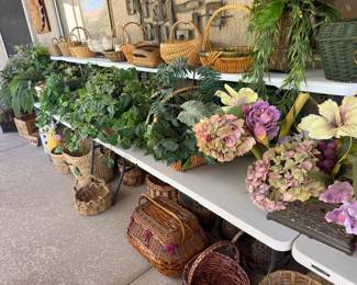 Baskets and silk plants 