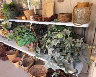 Baskets and silk plants 