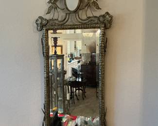 Antique metal framed mirror