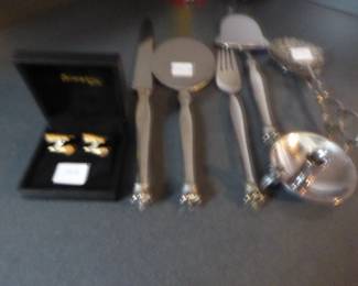 14K cuff links Sterling "The Crown" by Dansk Guldmedes 800 Tongs