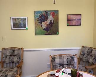 Oval dining tab table  with 6 chairs rollers.  Excellent condition. 66” long, 41 1/2” width. Price: $235.00