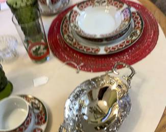 Green glass with China.