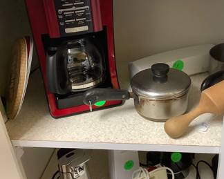 Can opener,, coffee pot.