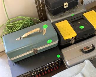 Tools in tool boxes.