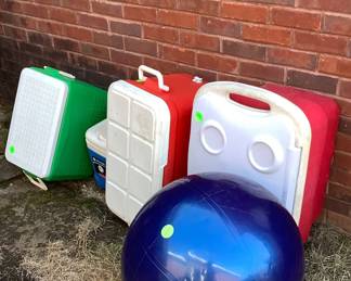 A  lot of coolers.  Different.sizes.