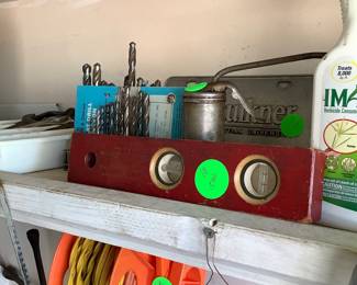 All kind of drills, drill bits, electrical cords, reels.