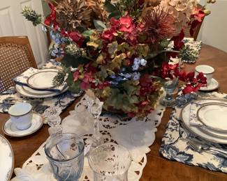 Center piece on this beautiful walnut table.