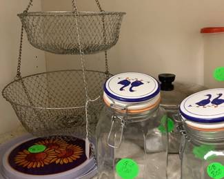 Wire basket for onions, fruit.