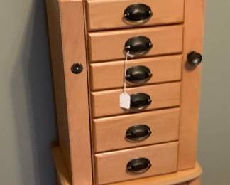 Another light colored jewelry box with mirror.