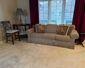 3 cushion sofa - tan; Corner table