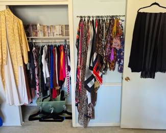 Clothes, scarves, hangers...and more books.