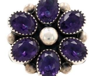 ML Perry Navajo Amethyst Cluster Ring Sz 6.5