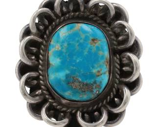 Lot 382: Large Vintage Navajo Turquoise Ring Sz 7