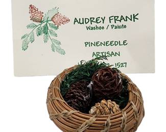 Lot 463: Native American Pine Needle Basket by Audrey Frank, Washoe/Paiute Tribe