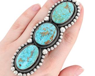 Lot 207: Huge Readda Begay Navajo Turquoise Totem Statement Ring