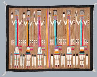 Lot 473: Vintage Genuine Navajo Handmade Yei be Chei Wool Blanket, 53" x 72"