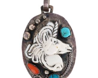Lot 224: Amazing Francisco Gomez Carved Unicorn Pendant