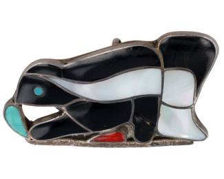 Lot 324: Rare Porfilio Sheyka Zuni Inlay Skunk Brooch