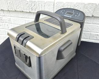 -Calphalon HE380DF Digital Deep Fryer 1500W Stainless Steel w/ Basket & Lid