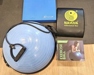 -URBNFit Balance Trainer w/ Resistance Bands, NAYOYA Ab Mat, Prosource Knee Pad & Yoga Ball