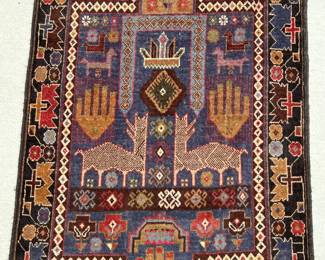 Handmade tribal Runner Rug- Geometric, Pictorial Wool Rug- 120" Long x 34.5" wide