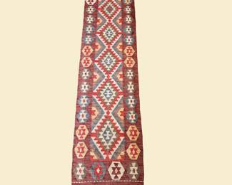 -Small Handwoven Kilim Runner Rug 19x74 Geometric Tribal Wool Rug