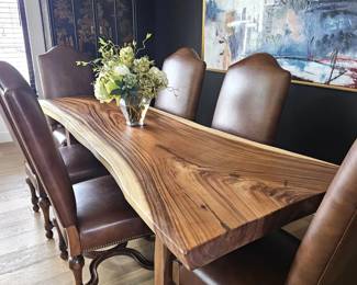 Live Edge Solid Wood Dining Table Slab Top 3” Thick 30”H Natural Edge