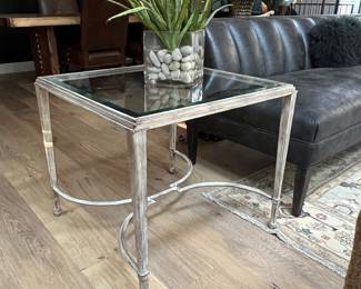 Sangiovese Italian Glass Top and Iron Side Table by Artistica 28" x 28"