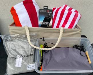  Beach Essentials Set with Large Canvas Tote Bag, Colorful Cotton Towels, and Protective Smartphone Case