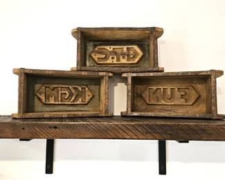 Set of 3 Rustic Wooden Molds or Trays – Primitive Farmhouse Decor “FUN” Sign Piece