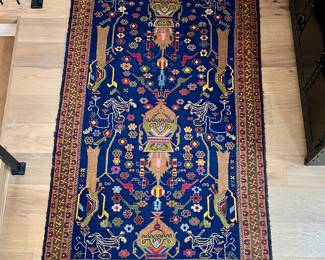 Hand Knotted Wool Baluchi Afghan Pictorial Rug 6’ 11” x 4’ 