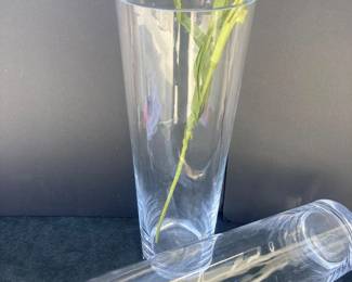 - Pair Heavy Duty Thick Clear Glass Vases 6 Wide 16 Tall Modern Home Decor