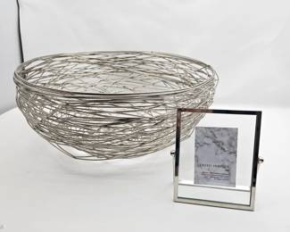  -Large Chrome Wire Bowl 14” with Drexel Heritage 2x3 Frame