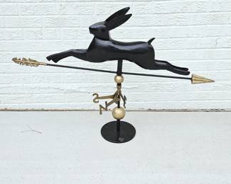  Large Metal Rabbit Weather Vane w Directional Compass Arrow & Base 41”