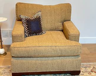 Acquisitions by Henredon Large Vintage Upholstered Armchair - Down Fill Cushions in Tan Tweed Upholstery