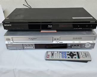 Sony Blu-Ray Player BDP-S360 + Panasonic VHS DVD Recorder Combo w/ Remote -