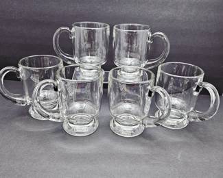 -Set of 6 Irish Coffee Glass Mugs Pedestal Footed Thick Clear Glass 5.25”