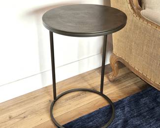  -William Sonoma Textured Metal Round Side Table Black Modern End Table 24.5"