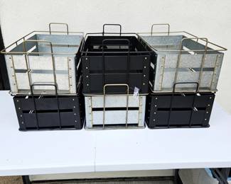 - Set of 6 Threshold Metal Storage Bins Galvanized & Black Farmhouse Crates