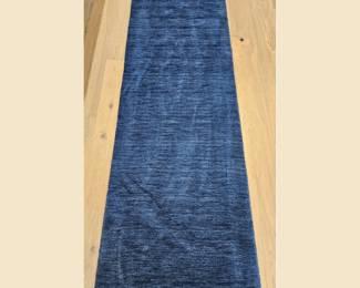 -Luna Dark Blue Wool Runner Rug 2.5x8 Modern Solid Textured Rug