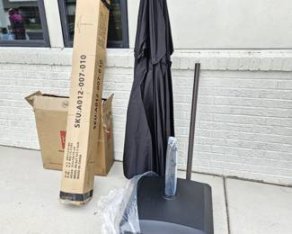 Patio Umbrella w/ Fillable Rolling Base – Outdoor Patio Umbrella Set