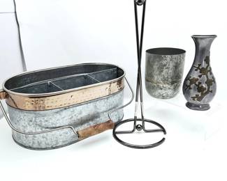 Galvanized Napkin Caddy Paper Towel Holder Candle Holder Vase Decor Lot