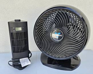 Vornado Air Circulator Fan & Holmes Tower Fan Combo Black Table Fan Set