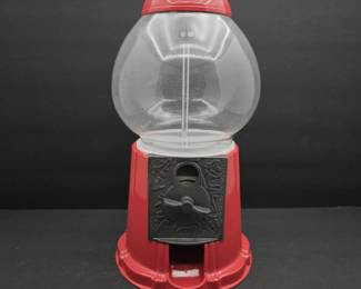 Vintage Style Bubble Gum Machine Dispenser Red Plastic Metal Accent 14 Inch